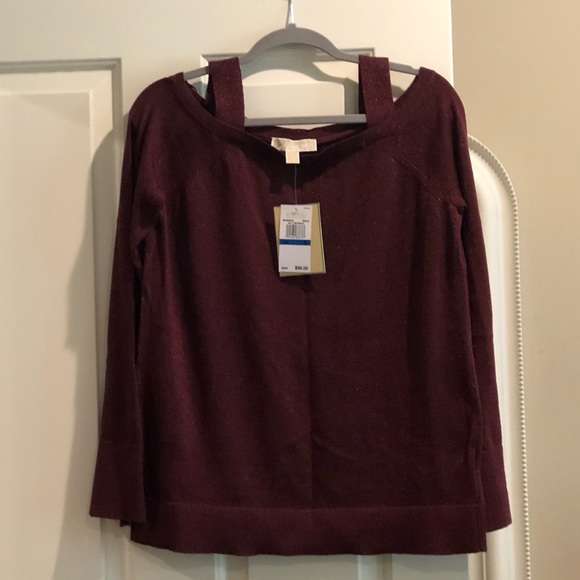 MICHAEL Michael Kors Tops - Michael Kors Cold Shoulder Merlot Sweater